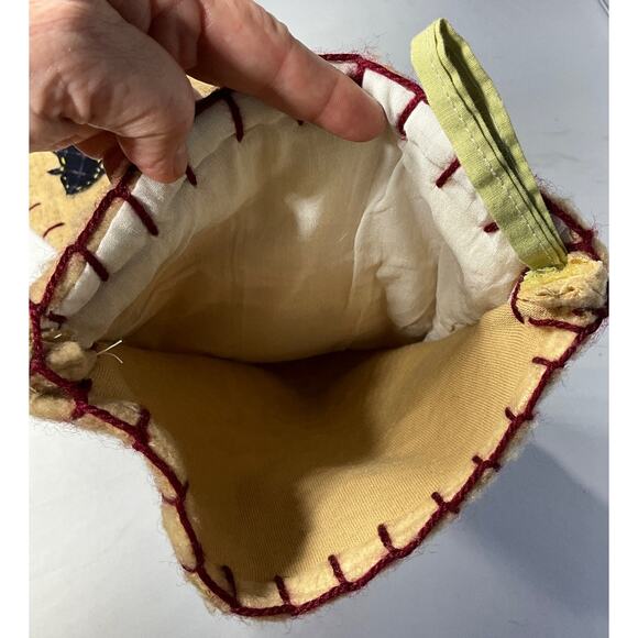 Country Christmas Stocking 3D Appliqué World Bazaar Primitive Santa Cottage - Picture 5 of 6